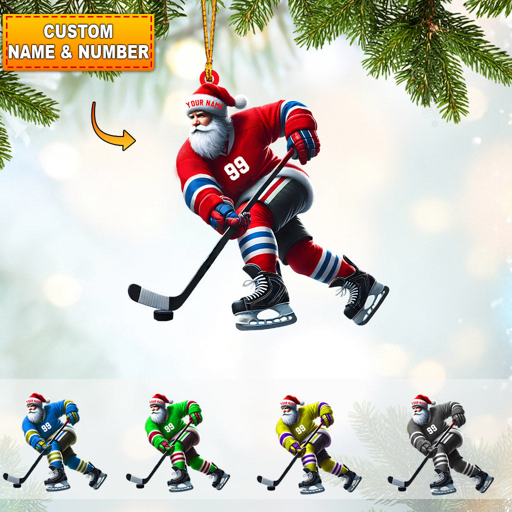 Blisscorners Santa Hockey Christmas Ornament, Personalized Ornament2D Flat LM2211