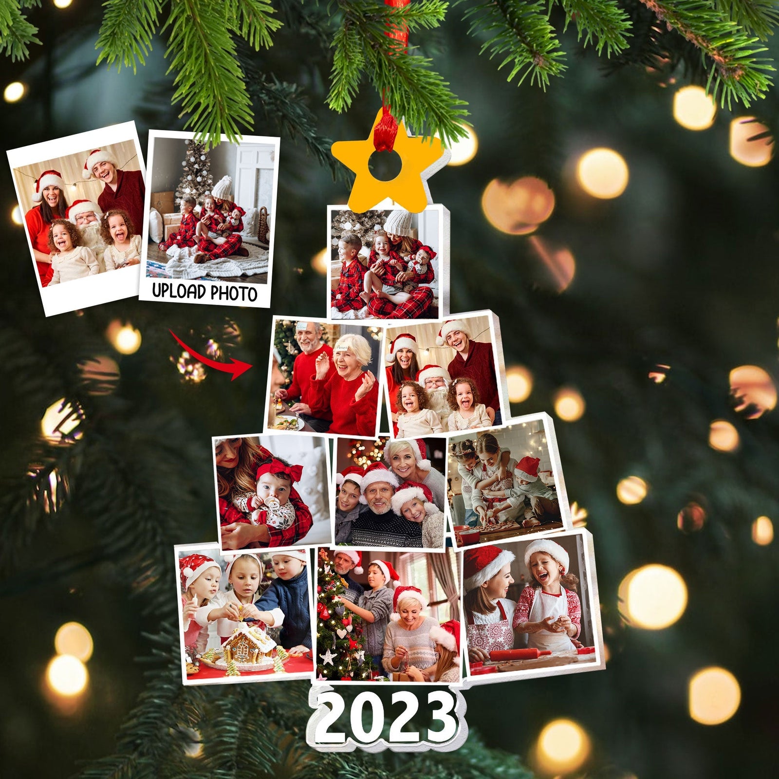 Blisscorners Custom Photo And Name, Personalized Acrylic Ornament - Christmas Family - Christmas Gift For Family2D Flat LM2111