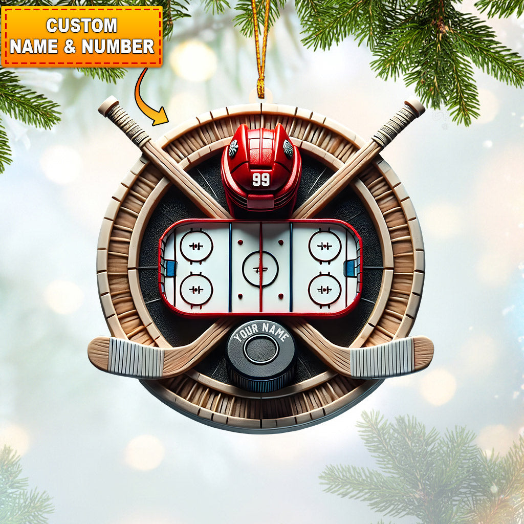 Blisscorners Hockey Christmas Ornament, Personalized Ornament2D Flat LM2211