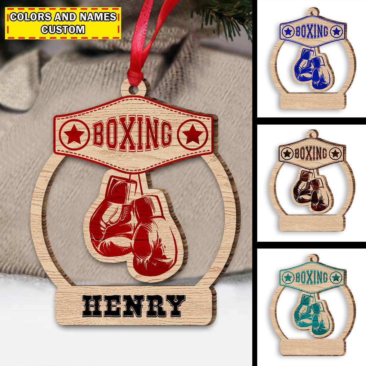 Blisscorners Custom Ornament, Boxing Ornament, Christmas Decor2D Flat LM2211
