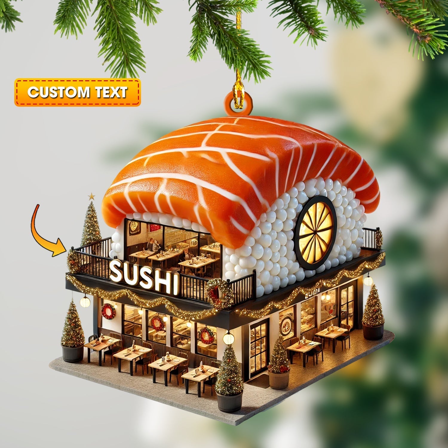 Blisscorners Christmas Sushi Home Decor Christmas Ornament, Personalized Ornament2D Flat LM2211
