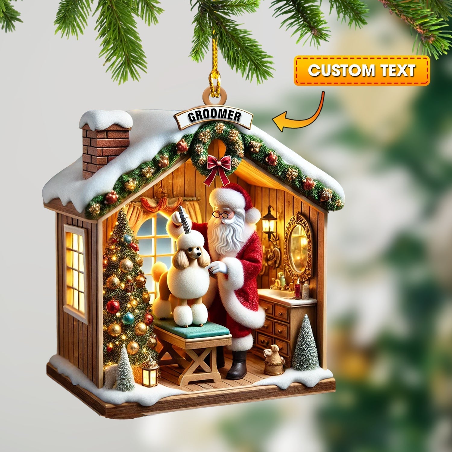 Blisscorners Santa Groomer Home Decor Christmas Ornament, Personalized Ornament2D Flat LM2211