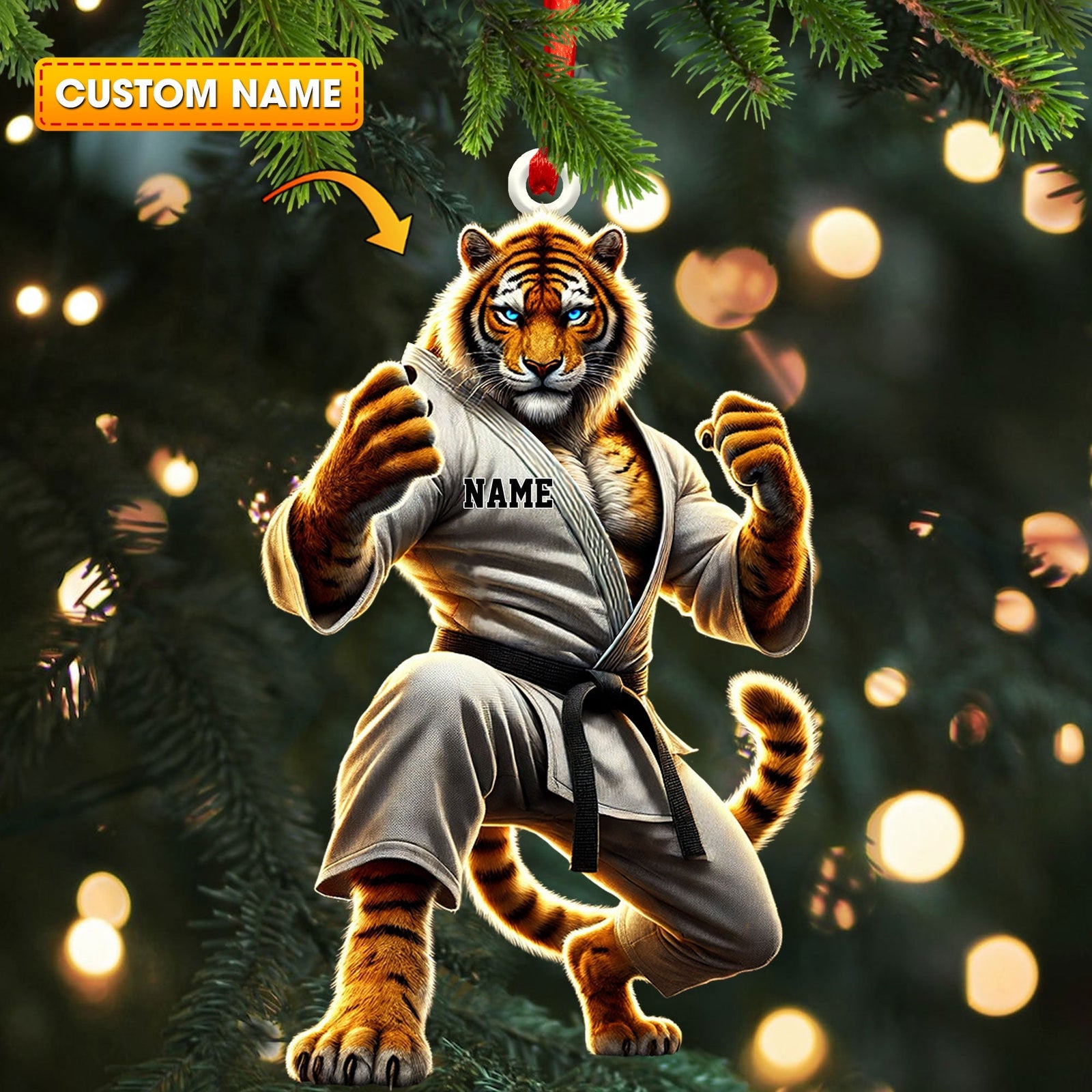 Blisscorners Tiger Karate Ornament, Personalized Ornament2D Flat LM2211