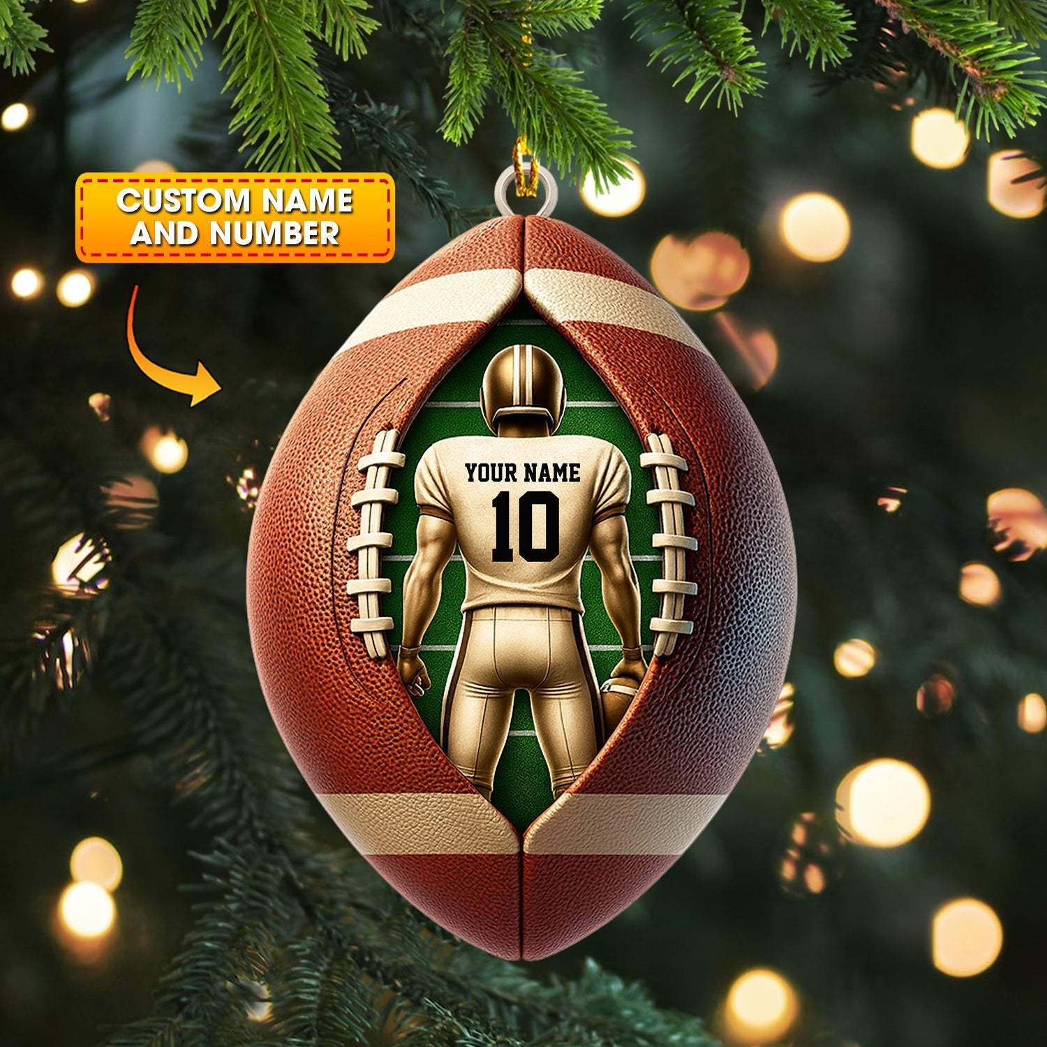 Blisscorners Football Christmas, Home Decor, Christmas Ornament, Personalized Ornament2D Flat LM2111