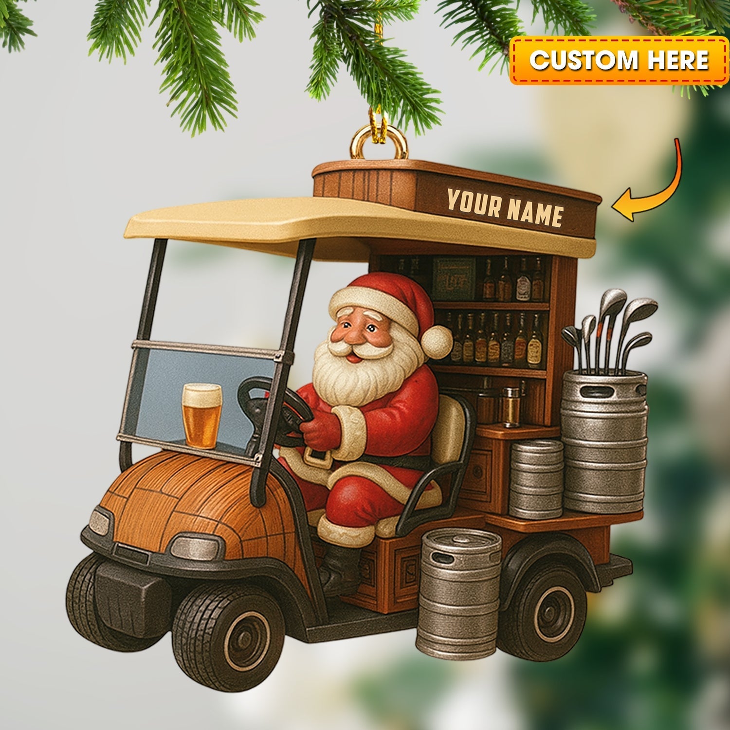 Blisscorners Golf Santa, Home Decor, Christmas Ornament, Personalized Ornament2D Flat LM2111