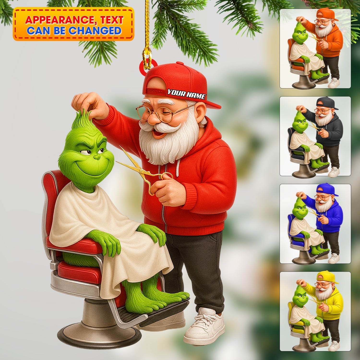 Blisscorners Santa Barber Christmas, Home Decor, Christmas Ornament, Personalized Ornament2D Flat LM2111