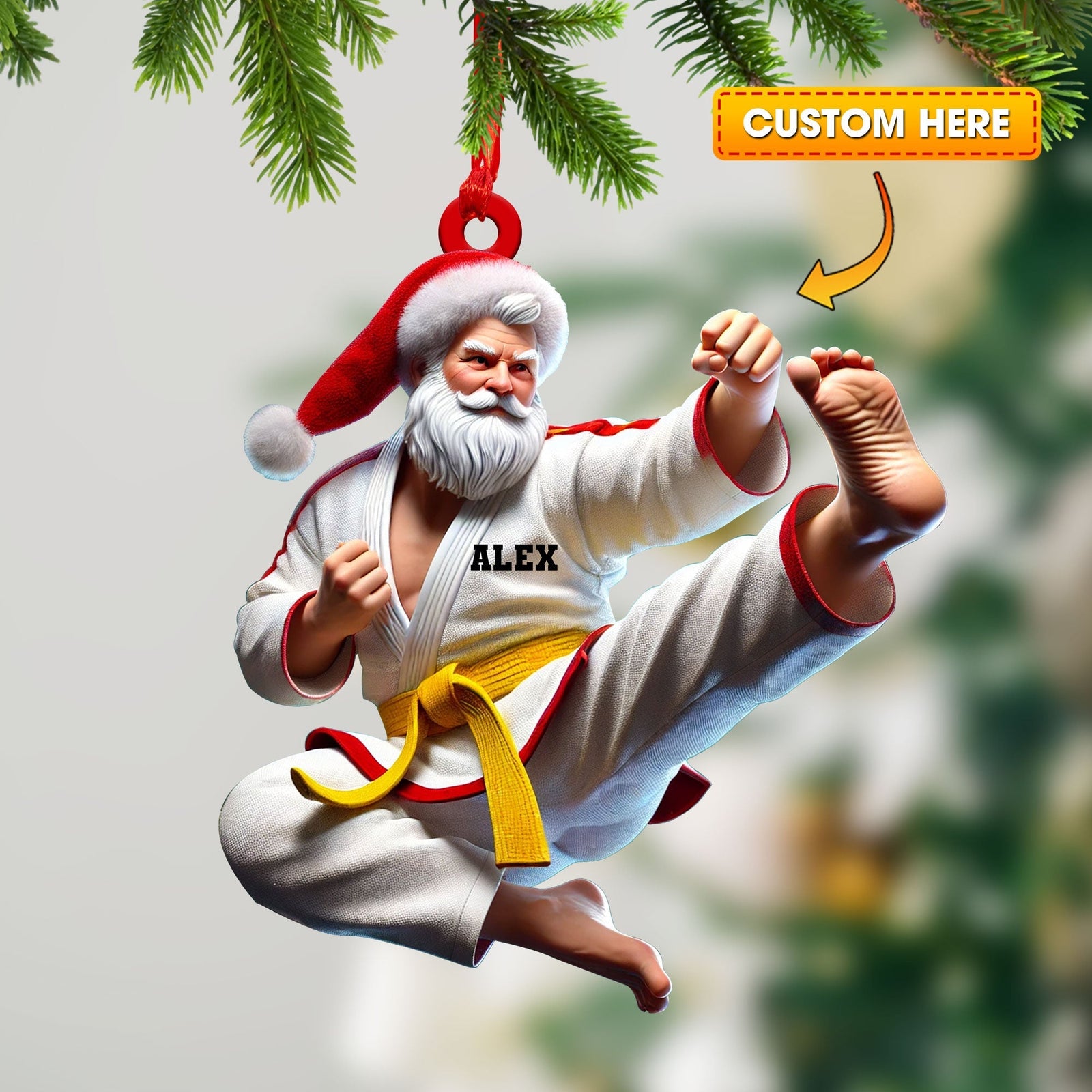 Blisscorners Custom Ornament, Judo Santa Ornament, Christmas Decor2D Flat LM2211
