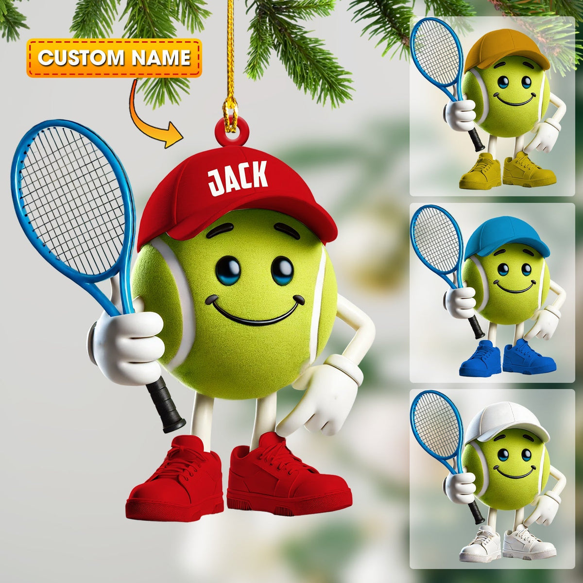 Blisscorners Cool Tennis Ball Christmas Ornament, Personalized Ornament2D Flat LM2211