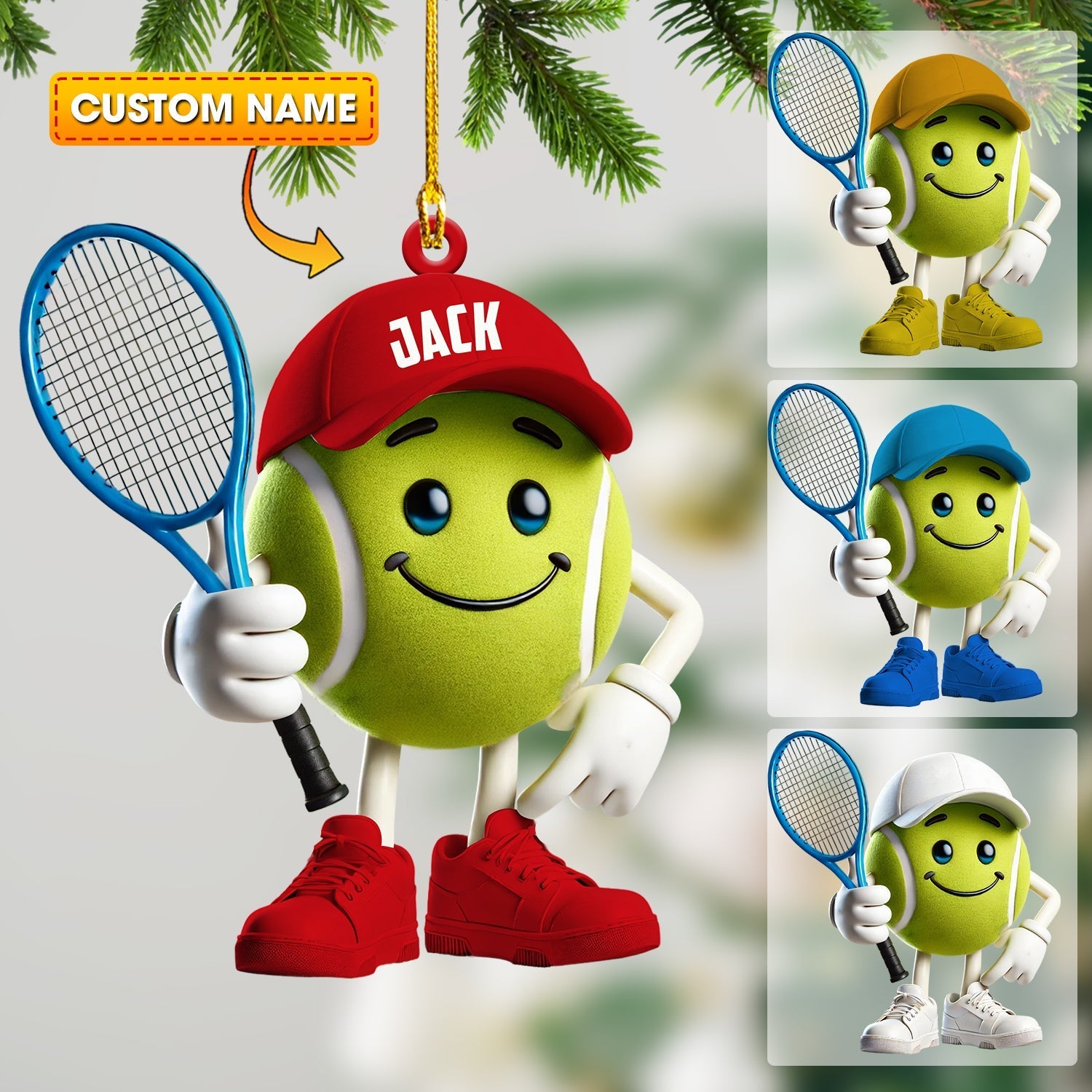 Blisscorners Cool Tennis Ball Christmas Ornament, Personalized Ornament2D Flat LM2211