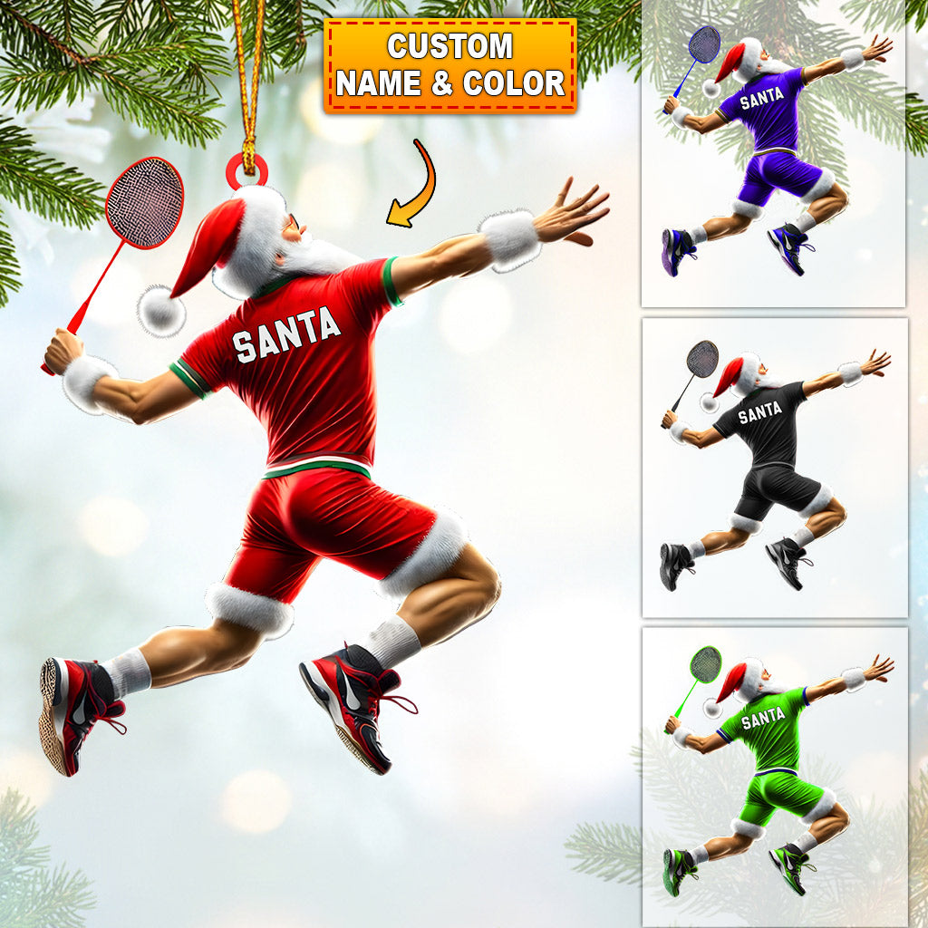 Blisscorners Santa Badminton Christmas Ornament, Personalized Ornament2D Flat LM2211