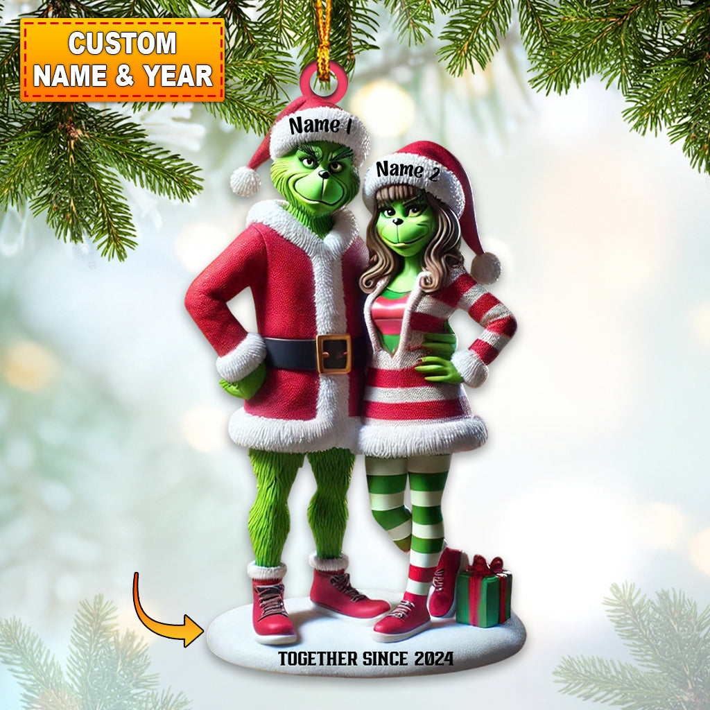 Blisscorners ELF Couple Home Decor Christmas Ornament, Personalized Ornament2D Flat LM2211