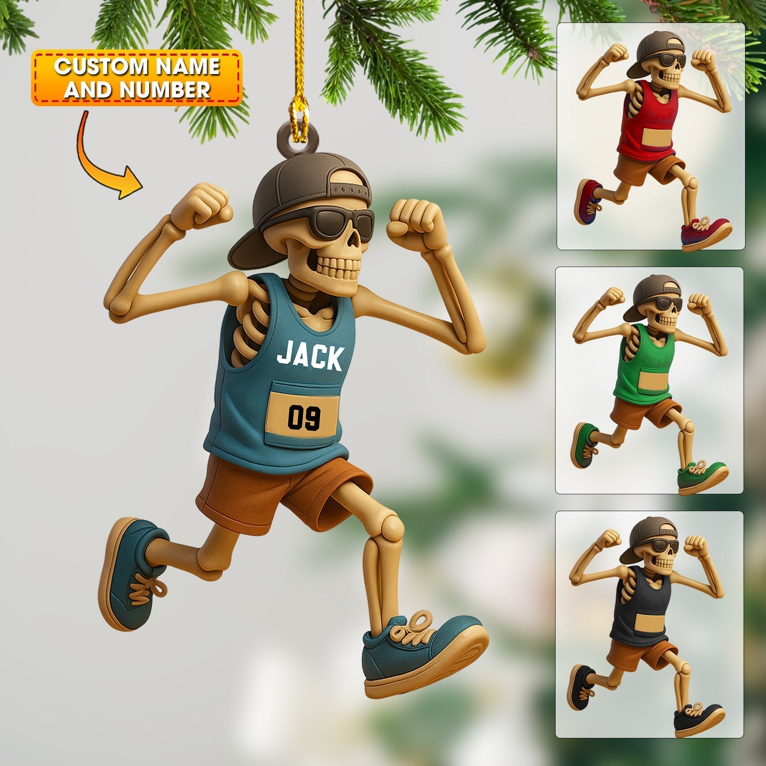 Blisscorners Running Men, Home Decor, Christmas Ornament, Personalized Ornament2D Flat LM2111