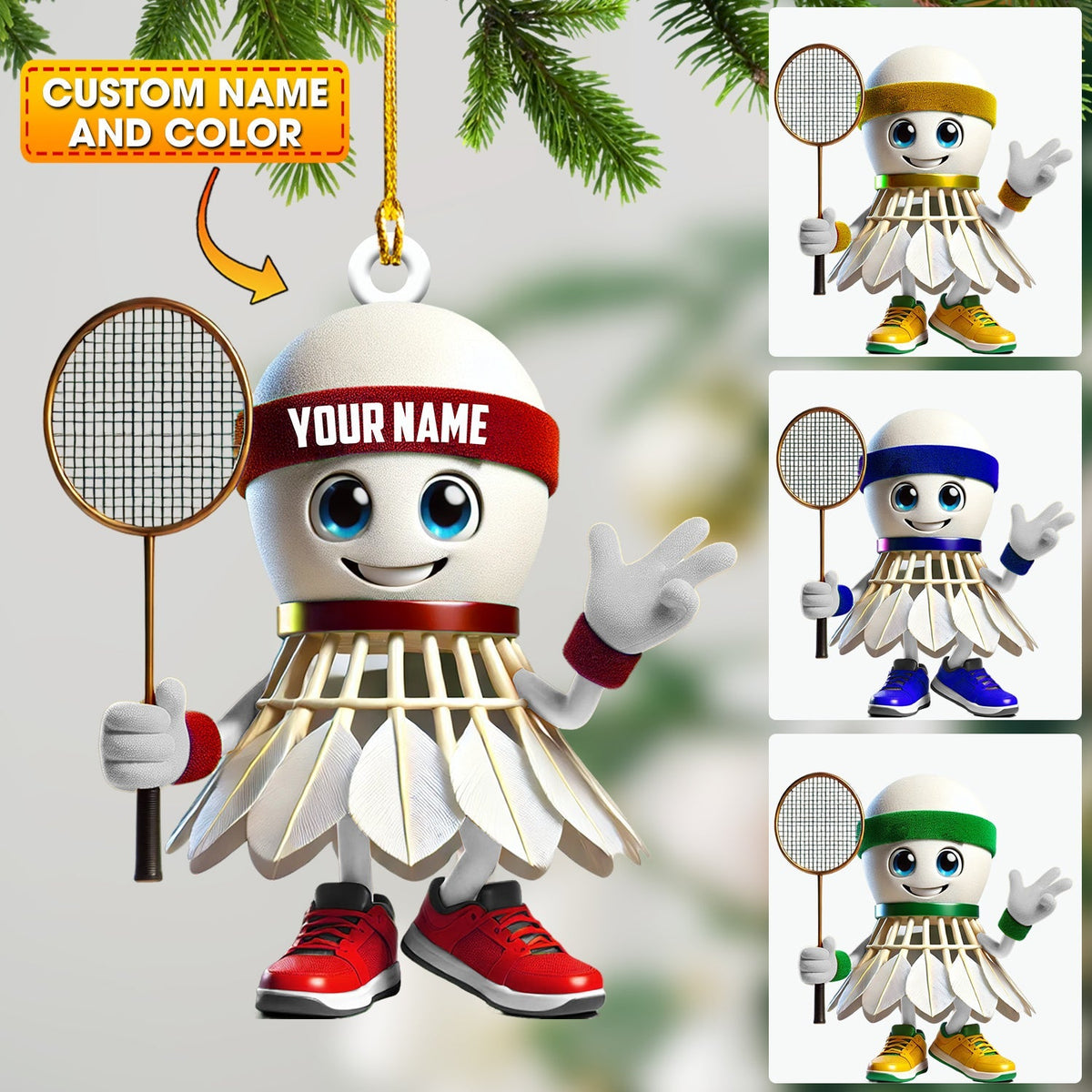 Blisscorners Badminton Christmas Ornament, Personalized Ornament2D Flat LM2211
