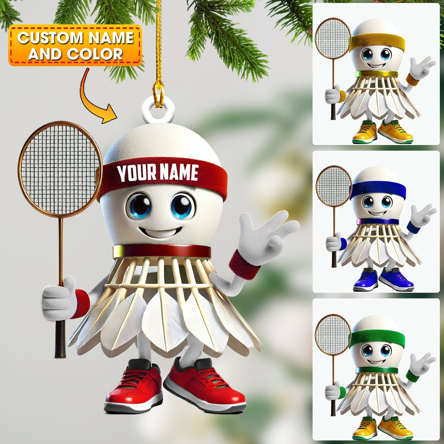 Blisscorners Badminton Christmas Ornament, Personalized Ornament2D Flat LM2211
