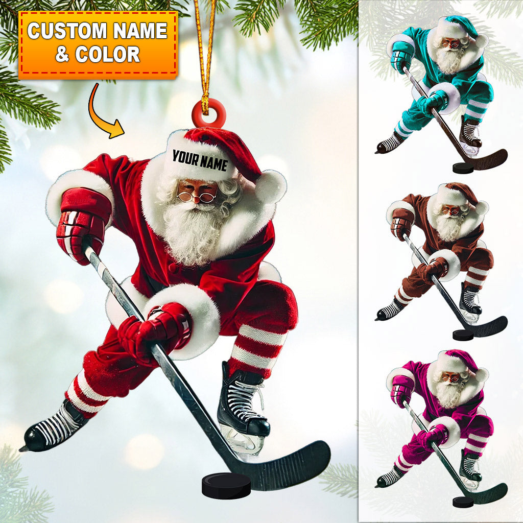 Blisscorners Hockey Santa Pose Christmas Ornament, Personalized Ornament2D Flat LM2211