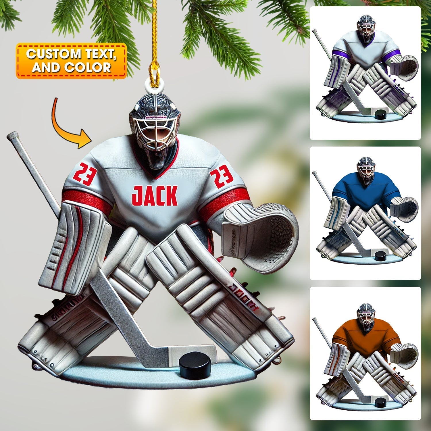 Blisscorners Hockey Goalie Christmas Ornament, Personalized Ornament2D Flat LM2211