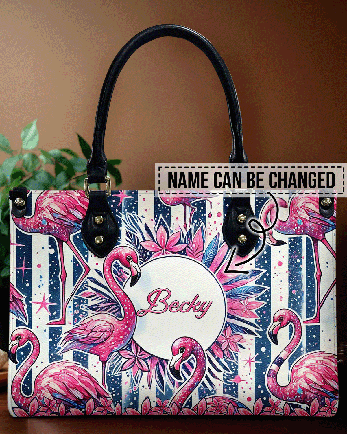 BLISSCORNERS FLAMINGO TROPICAL  LEATHER HANDBAG