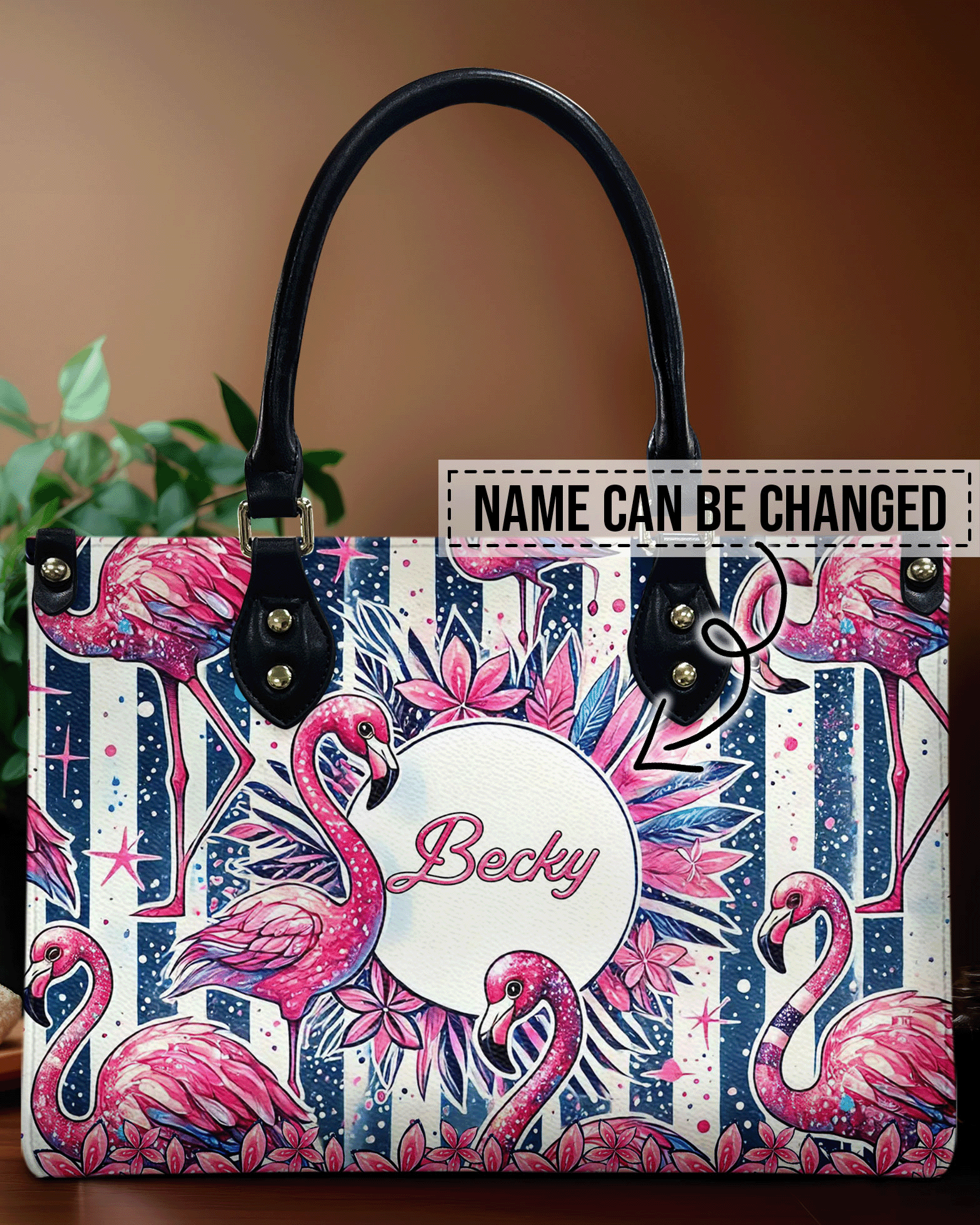BLISSCORNERS FLAMINGO TROPICAL  LEATHER HANDBAG