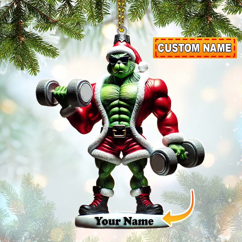 Blisscorners Gym Work Out ELF Christmas Ornament, Personalized Ornament, Gymnastics Christmas Gift2D Flat LM2211