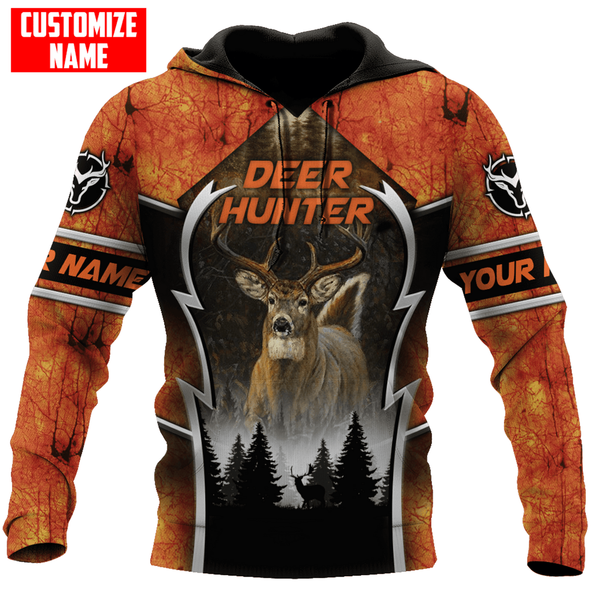 Blisscorners Personalized Deer Hunting Hunter Orange Camo 3D Shirts