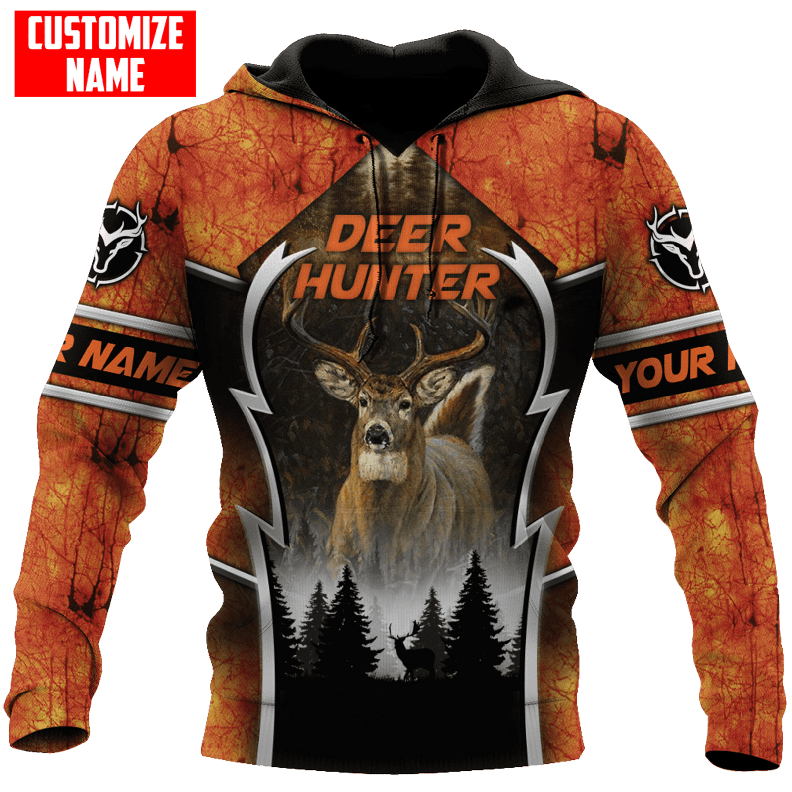 Blisscorners Personalized Deer Hunting Hunter Orange Camo 3D Shirts