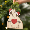 Christmas Dog Family - Personalized Custom Shaped Wooden Ornament