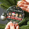 Christmas Train Chibi Grandkids 2024 - Personalized Circle Glass Ornament