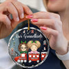 Christmas Train Chibi Grandkids 2024 - Personalized Circle Glass Ornament