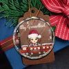 Christmas Train Chibi Grandkids 2024 - Personalized Circle Glass Ornament