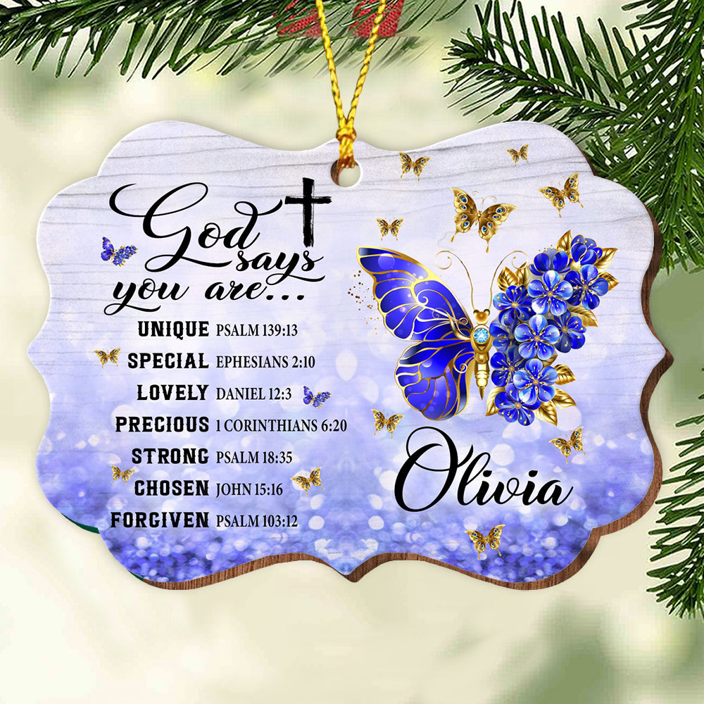 Blisscorners God Say You Are..., Custom Name - Personalized Custom Shaped Wooden Ornament - Memorial Gift2D Flat LM2111