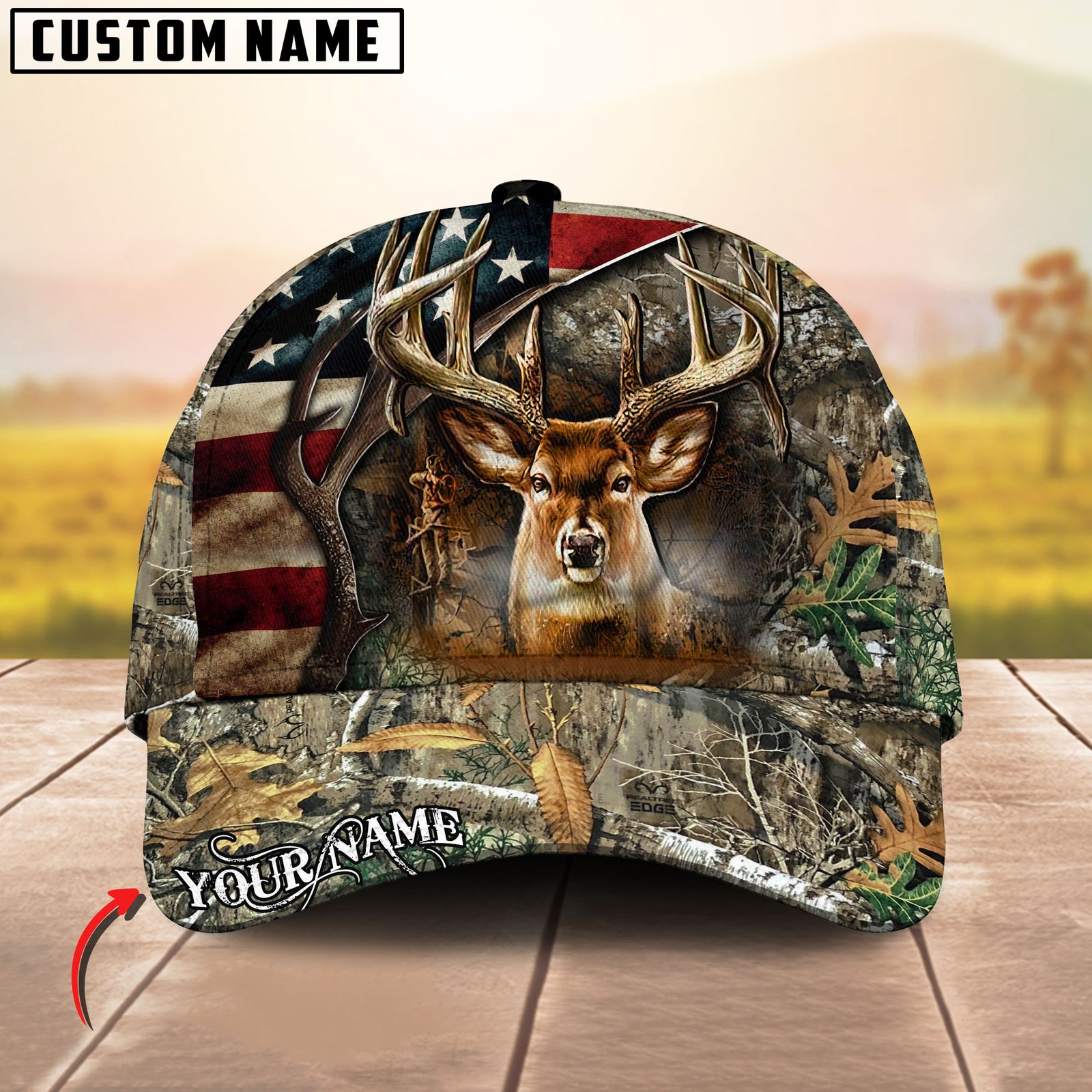Blisscorners Rustic Buck Hunter Personalized Hat 3D Printed Multicolor