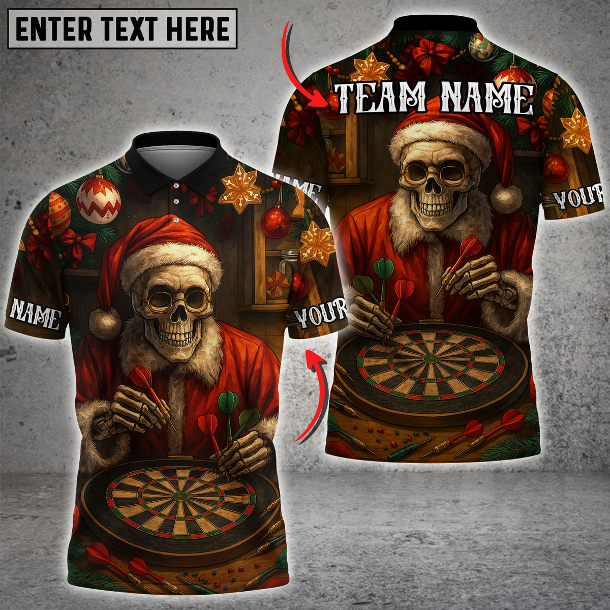 Blisscorners Darts Skeleton Santa Christmas Personalized Name 3D Unisex Shirt