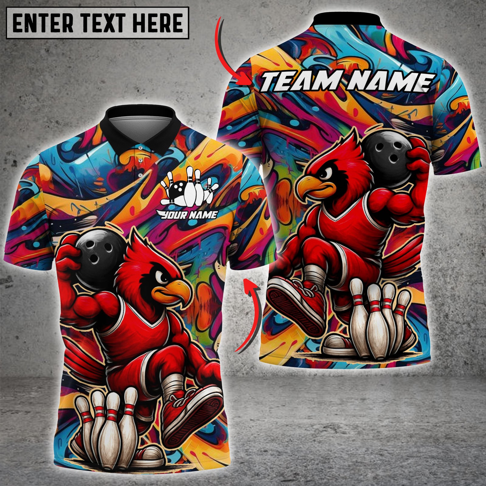 Blisscorners Bowling Cardinal Warrior Multicolor Customized Name, Team Name 3D Shirt