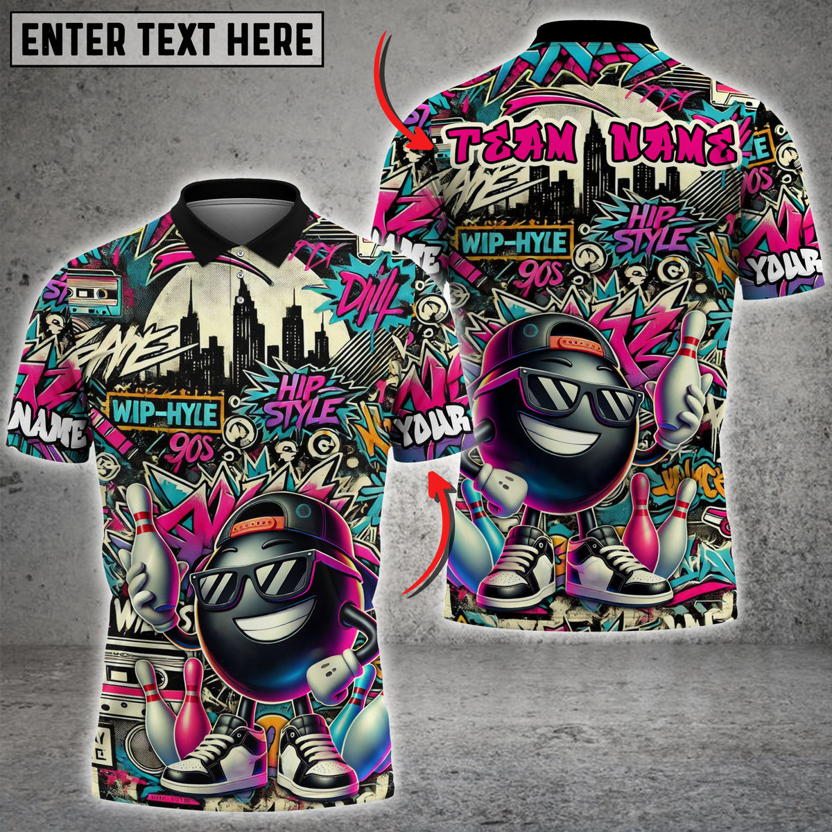 Blisscorners Bowling Graffiti Funny Ball Street Style Multicolor Customized Name, Team Name 3D Shirts