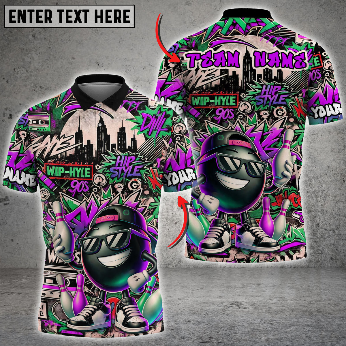 Blisscorners Bowling Graffiti Funny Ball Street Style Multicolor Customized Name, Team Name 3D Shirts