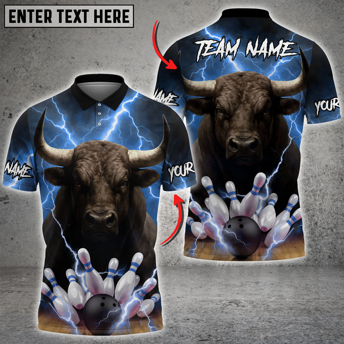 Blisscorners Bowling Lightning Bull Multicolor Customized Name, Team Name 3D Shirts