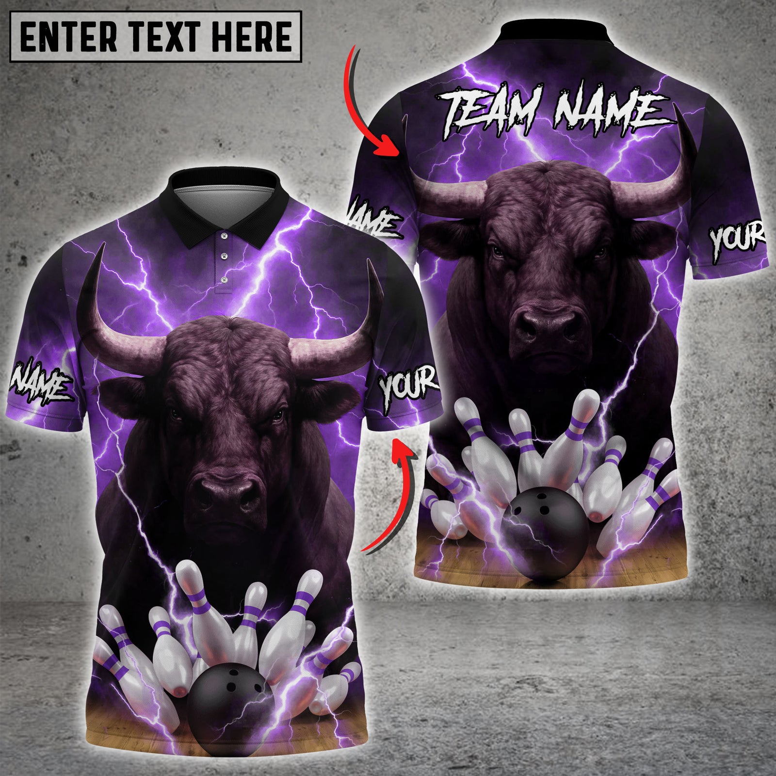 Blisscorners Bowling Lightning Bull Multicolor Customized Name, Team Name 3D Shirts