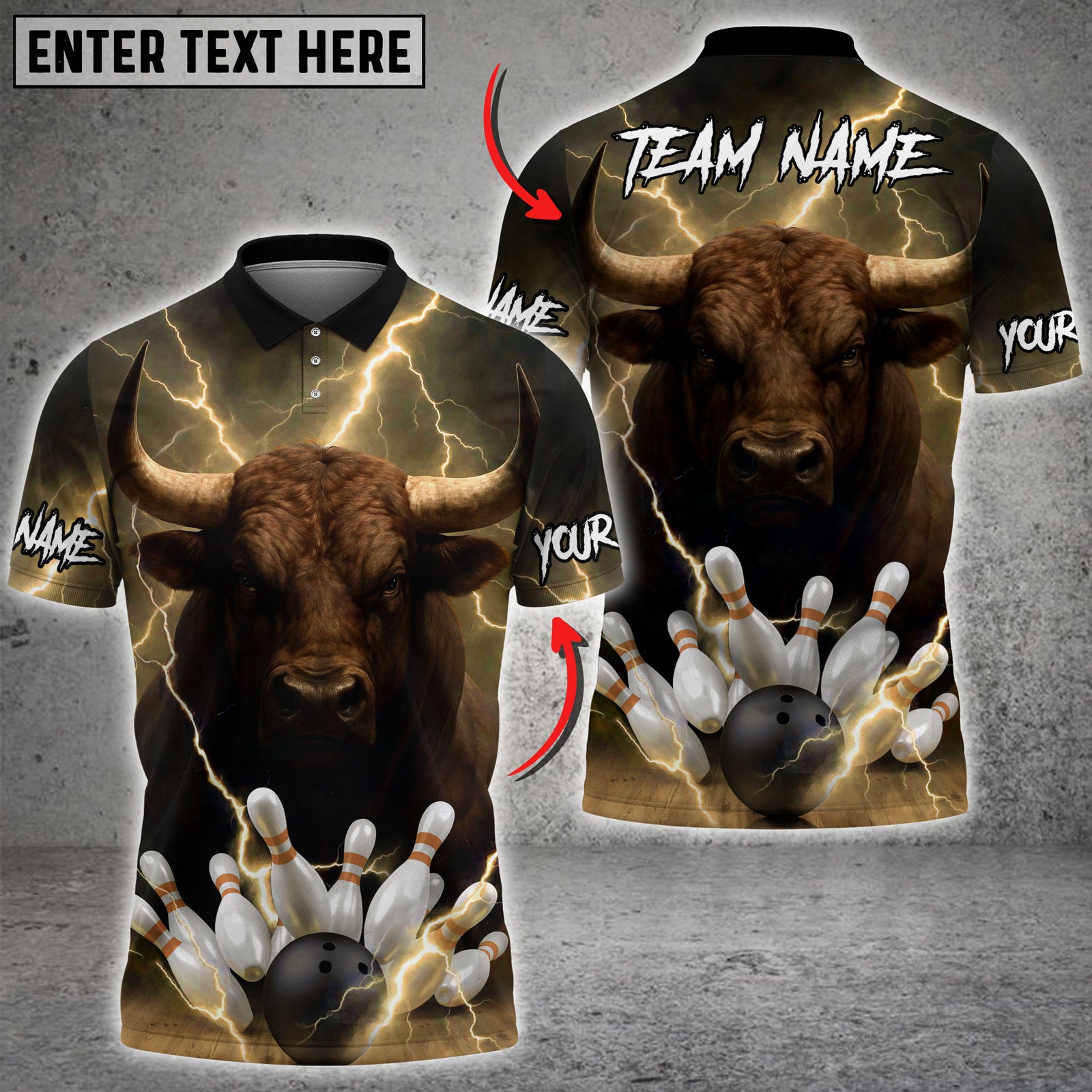Blisscorners Bowling Lightning Bull Multicolor Customized Name, Team Name 3D Shirts