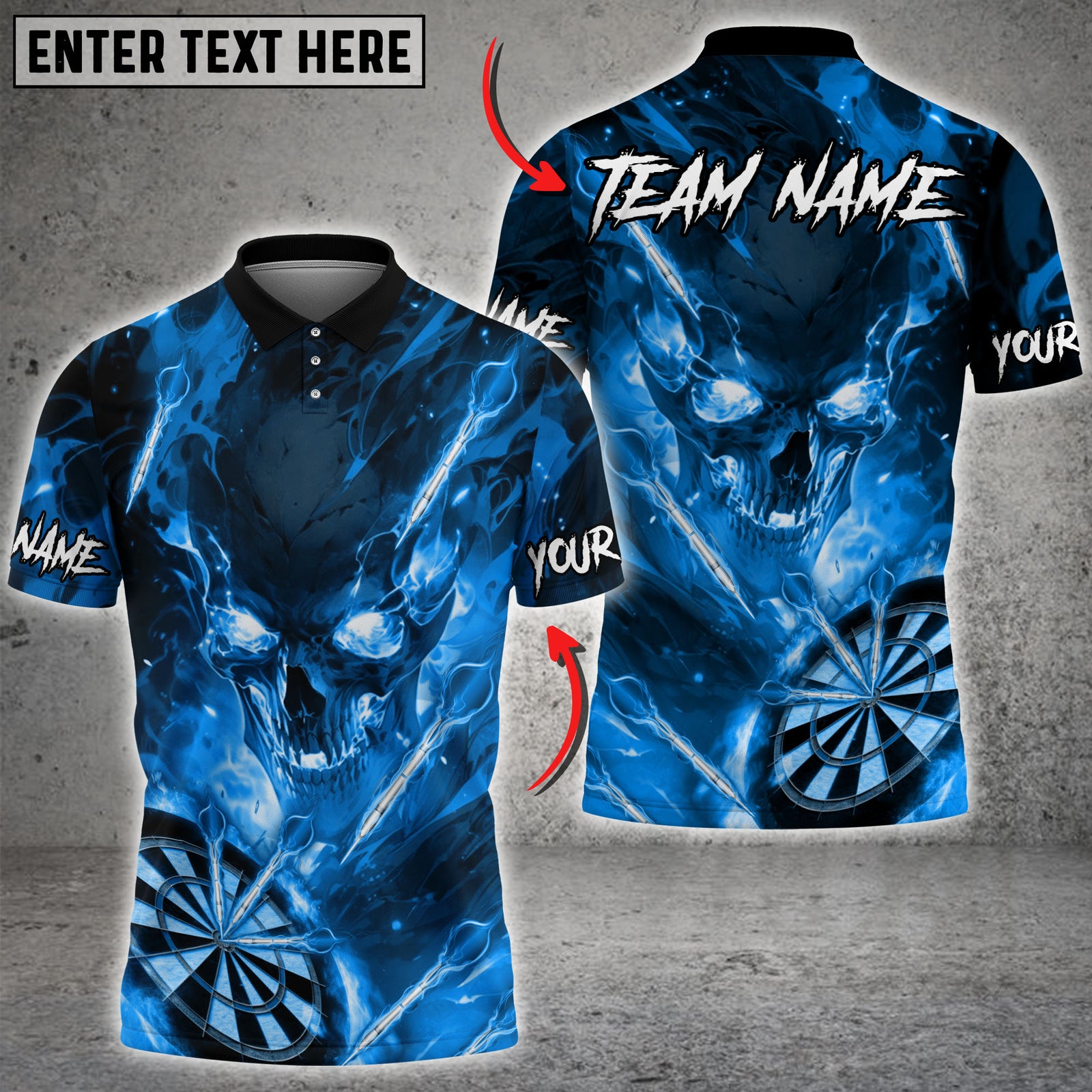 Blisscorners Darts Flaming Skull Fire Board Multicolor Customized Name, Team Name 3D Shirts