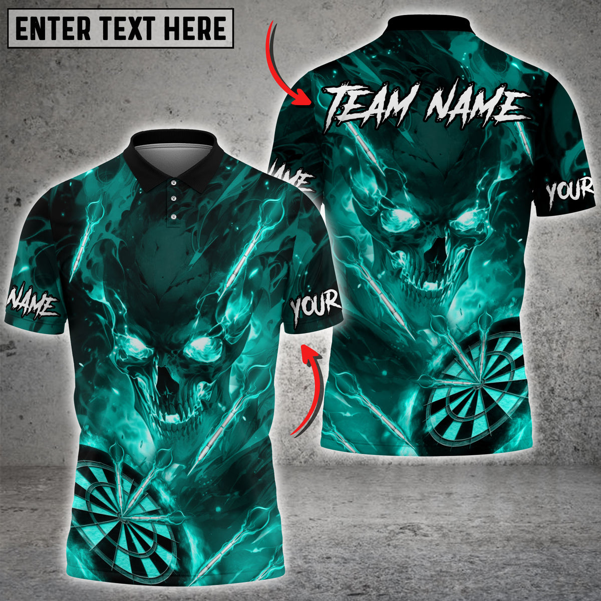 Blisscorners Darts Flaming Skull Fire Board Multicolor Customized Name, Team Name 3D Shirts