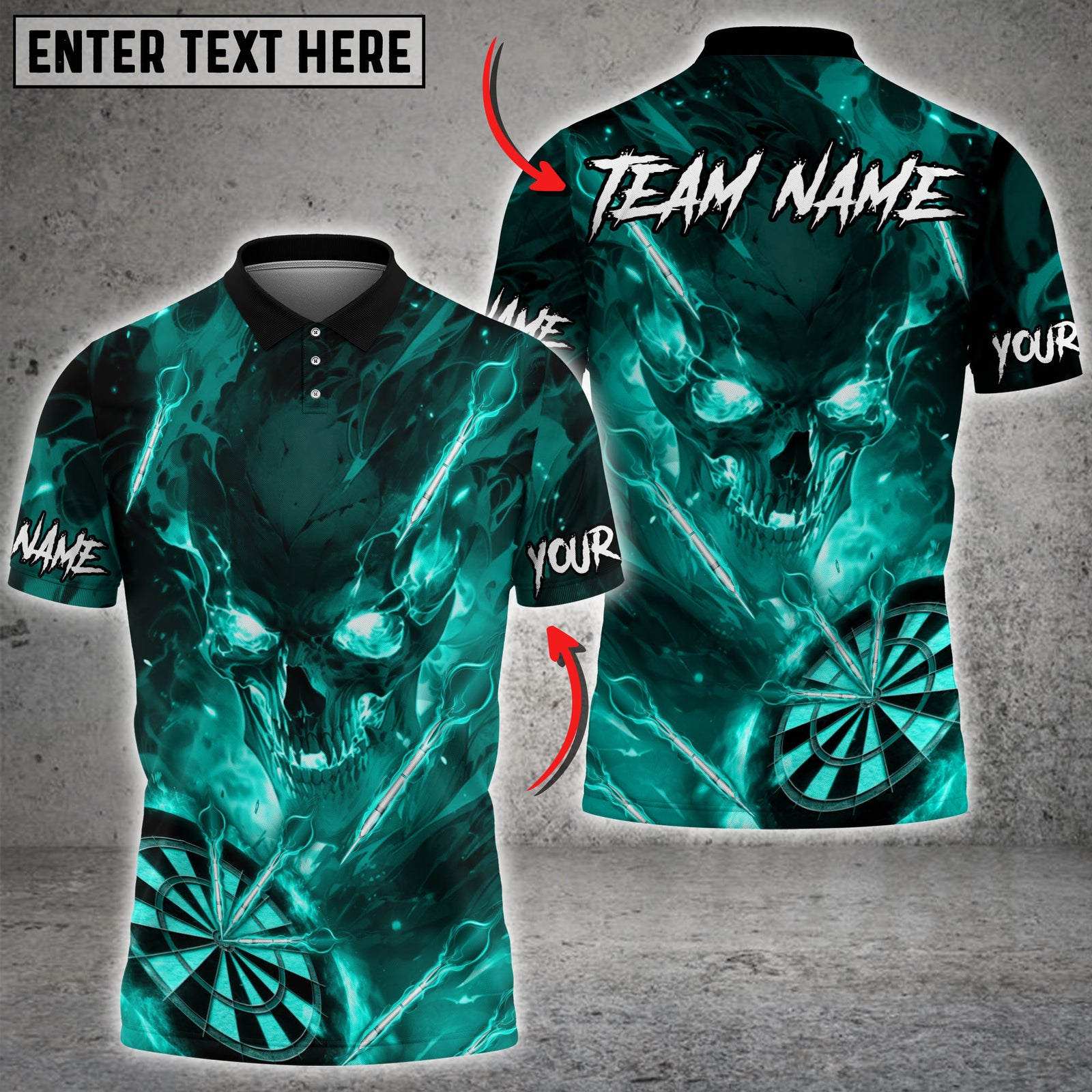 Blisscorners Darts Flaming Skull Fire Board Multicolor Customized Name, Team Name 3D Shirts
