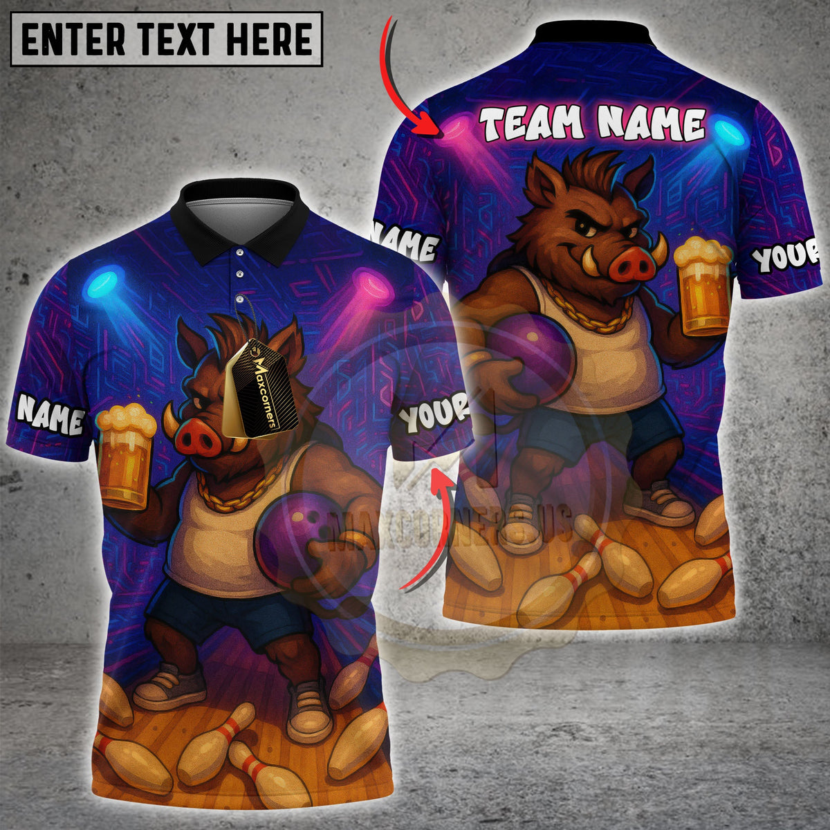 Blisscorners Beer Boar Bowling Champion Multicolor Customized Name, Team Name 3D Shirts