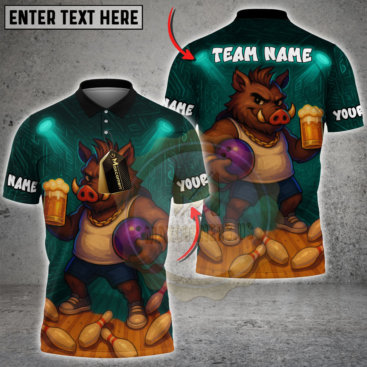 Blisscorners Beer Boar Bowling Champion Multicolor Customized Name, Team Name 3D Shirts