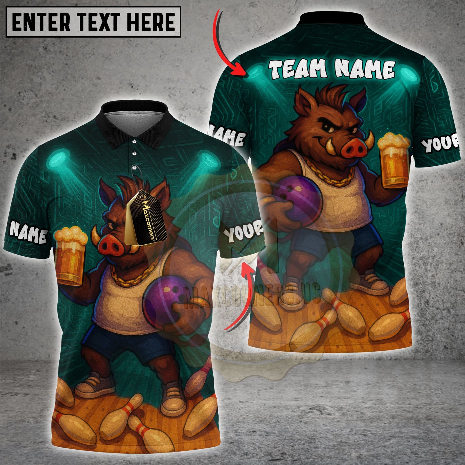 Blisscorners Beer Boar Bowling Champion Multicolor Customized Name, Team Name 3D Shirts