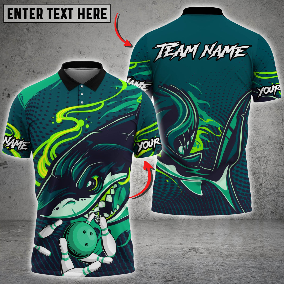 Blisscorners Bowling Shark Multicolor Customized Name, Team Name 3D Shirts