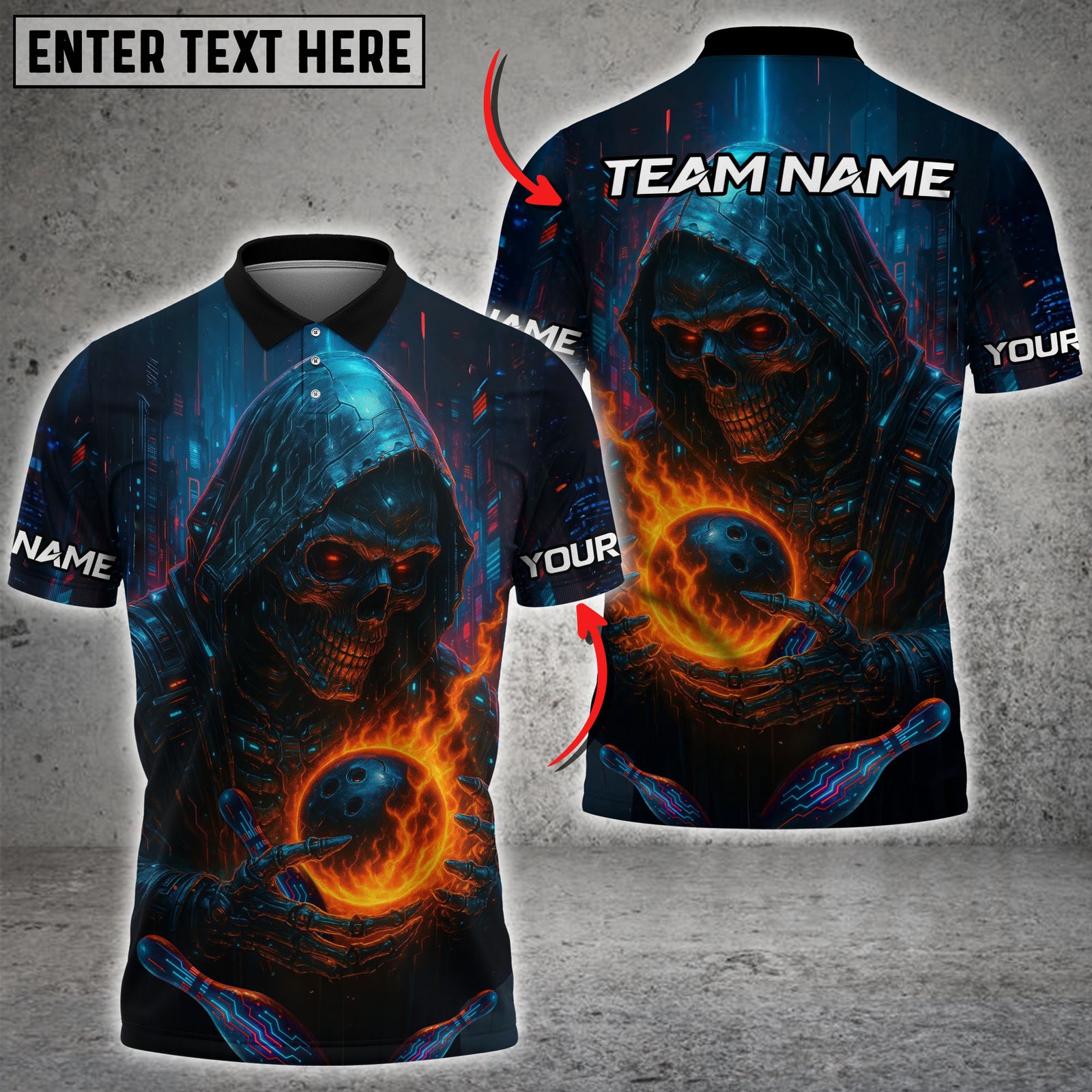 Blisscorners Bowling Cyber Reaper Multicolor Personalized Name, Team Name Shirt (4 Colors)