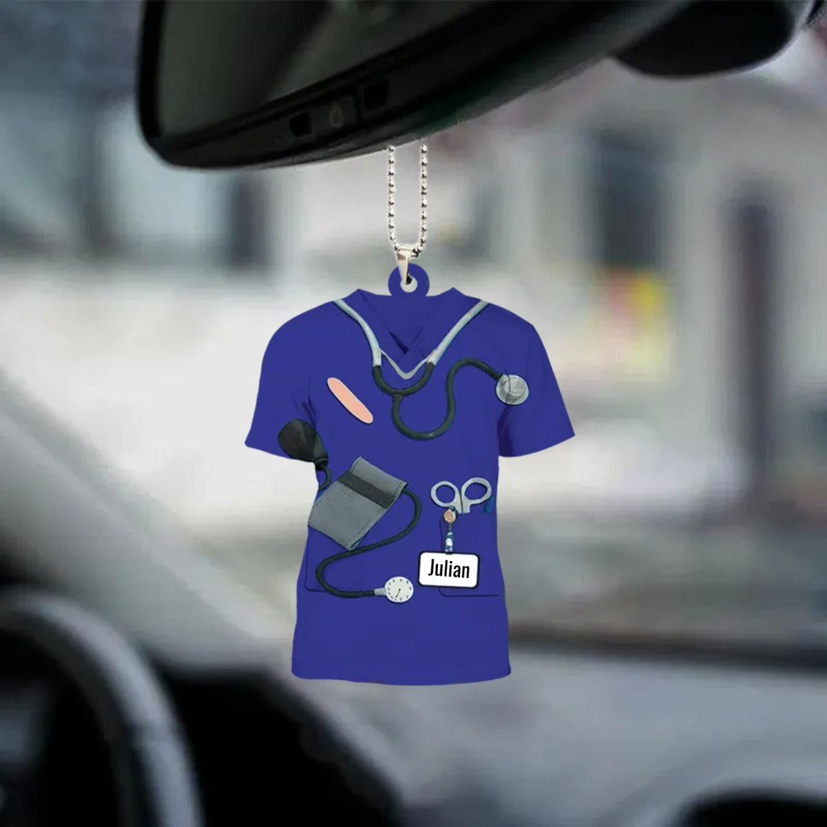 Blisscorners Personalized Proud Nurse Uniform Two Sides Shaped Acrylic Car Hanging Ornament