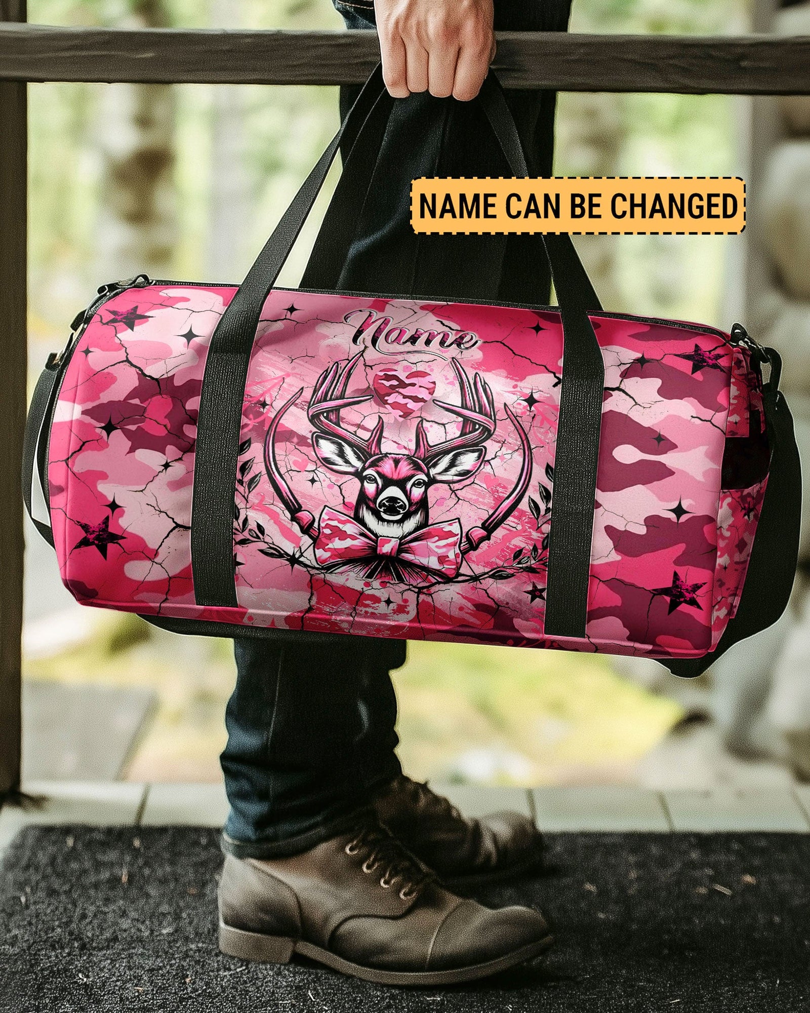 BLISSCORNERS PINK DEER CAMO TRAVELLING BAG