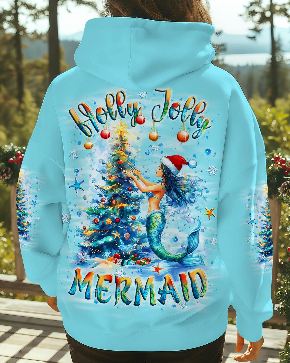 BLISSCORNERS HOLLY JOLLY MERMAID CHRISTMAS ALL OVER PRINT