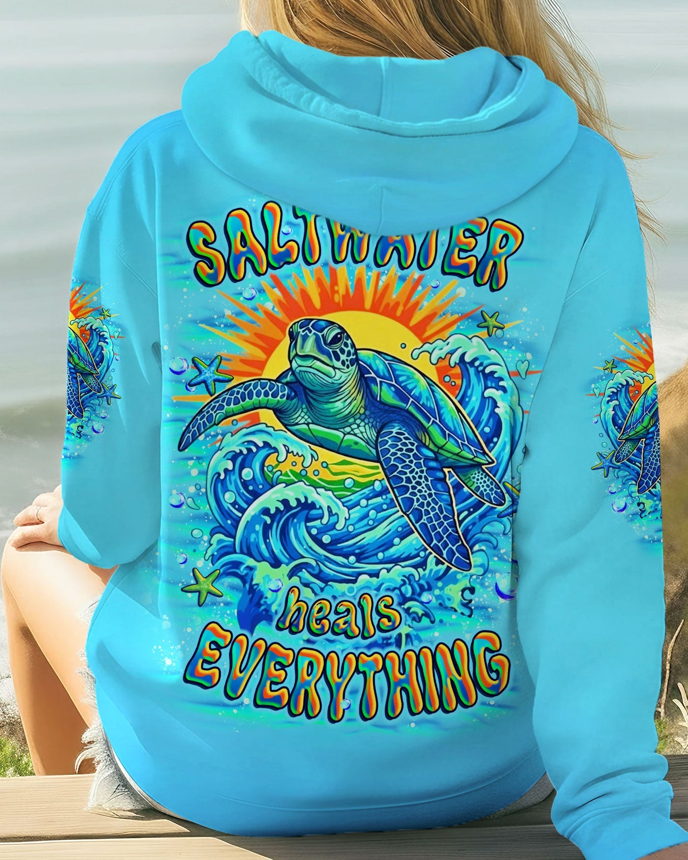 BLISSCORNERS SALTWATER HEALS EVERYTHING TURTLE ALL OVER PRINT
